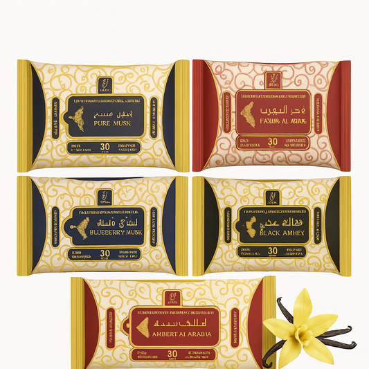 Lingettes parfumées – Fraîcheur et élégance à portée de main - Lot de 5 lingettes