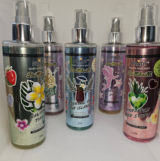 ✨ Lot de 5 Brumes Pailletées PRADY – Éclat & Senteurs Exotiques ✨