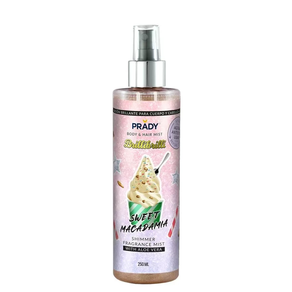 Brume scintillante parfumée corps et cheveux 250ml - PRADY - Sweet Macadamia